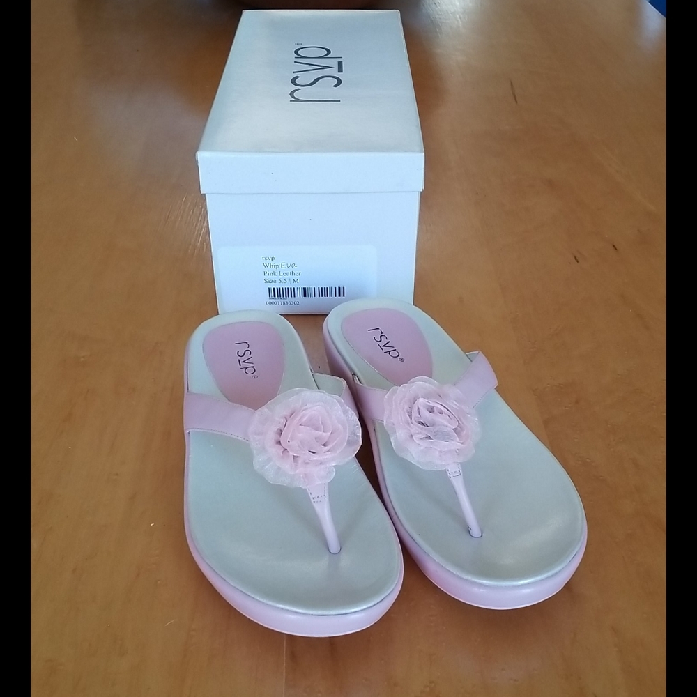 RSVP pink leather sandals